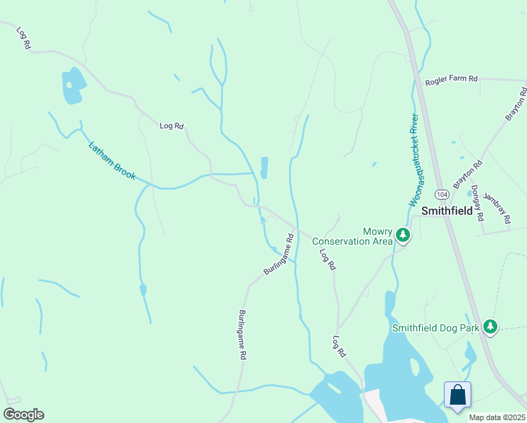 map of restaurants, bars, coffee shops, grocery stores, and more near 384 Log Road in Smithfield