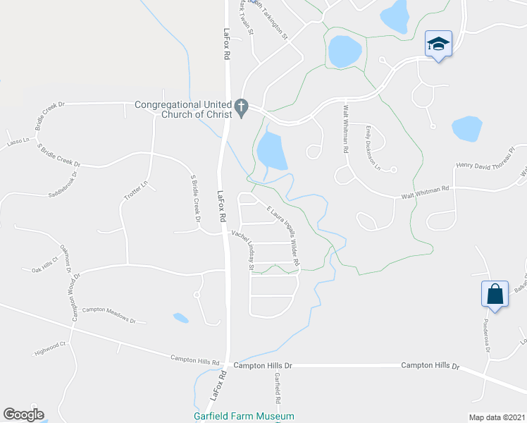 map of restaurants, bars, coffee shops, grocery stores, and more near 3N748 East Laura Ingalls Wilder Road in St. Charles
