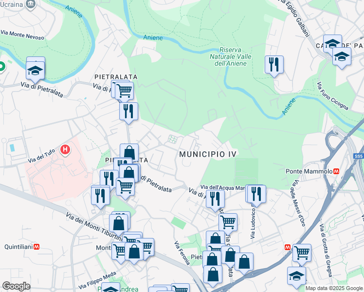 map of restaurants, bars, coffee shops, grocery stores, and more near 108 Via Ramiro Fabiani in Roma
