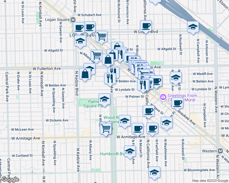 map of restaurants, bars, coffee shops, grocery stores, and more near in Chicago