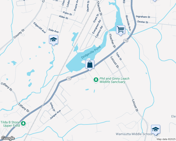 map of restaurants, bars, coffee shops, grocery stores, and more near 459 South Main Street in Attleboro