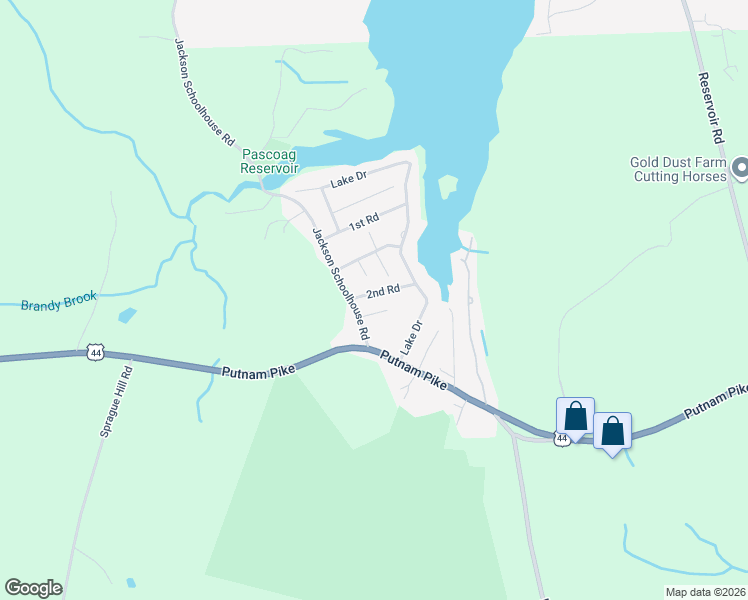 map of restaurants, bars, coffee shops, grocery stores, and more near 33 Pine Road in Glocester