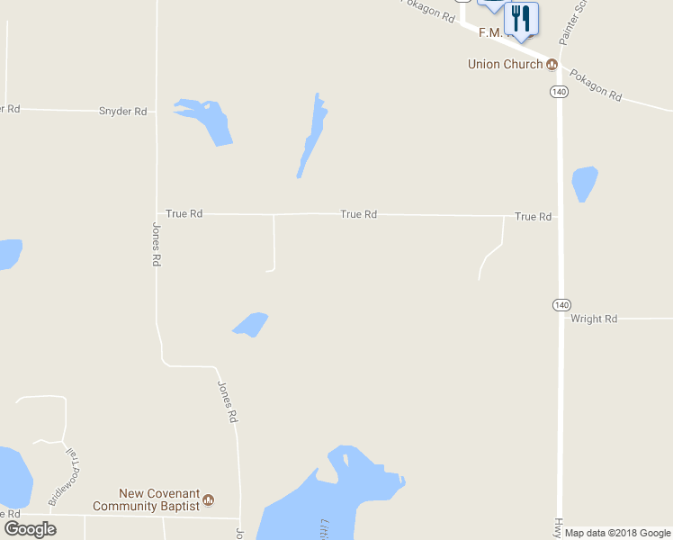 map of restaurants, bars, coffee shops, grocery stores, and more near 7270 True Road in Niles
