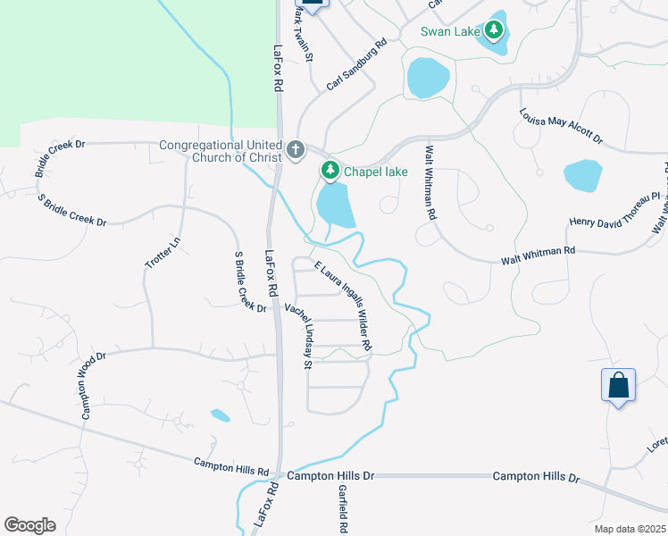map of restaurants, bars, coffee shops, grocery stores, and more near 3N748 East Laura Ingalls Wilder Road in St. Charles