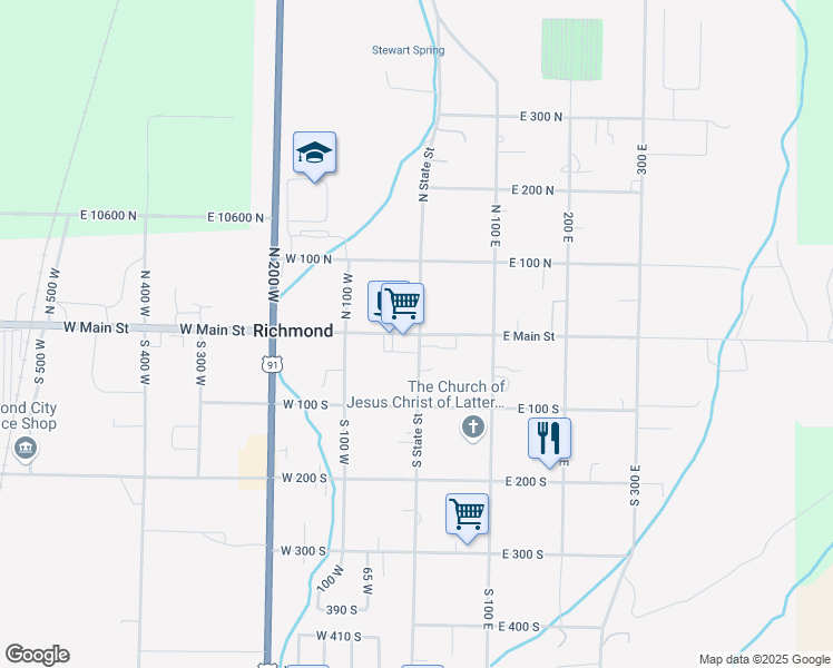 map of restaurants, bars, coffee shops, grocery stores, and more near 6 West Main Street in Richmond