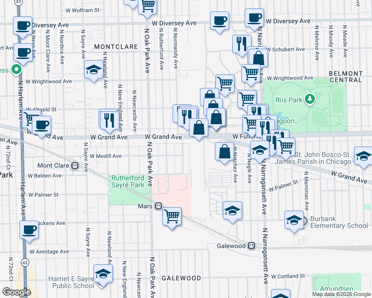 map of restaurants, bars, coffee shops, grocery stores, and more near in Chicago