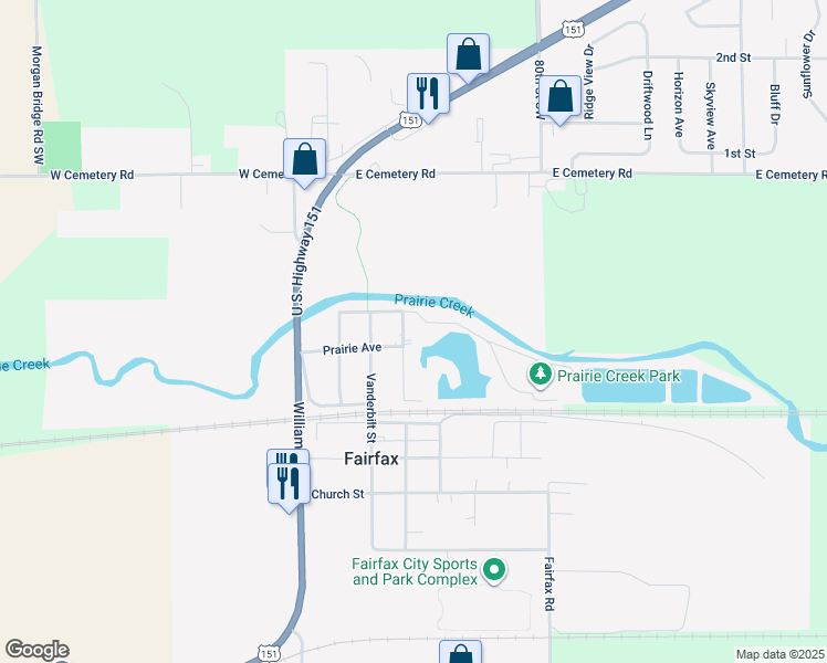 map of restaurants, bars, coffee shops, grocery stores, and more near 418 Front Street in Fairfax