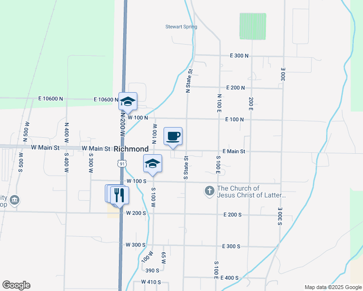 map of restaurants, bars, coffee shops, grocery stores, and more near 6 West Main Street in Richmond
