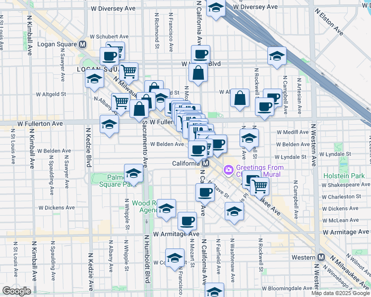 map of restaurants, bars, coffee shops, grocery stores, and more near in Chicago
