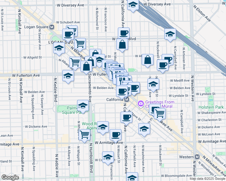 map of restaurants, bars, coffee shops, grocery stores, and more near in Chicago