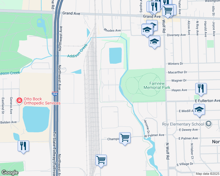 map of restaurants, bars, coffee shops, grocery stores, and more near 39 North King Arthur Court in Northlake