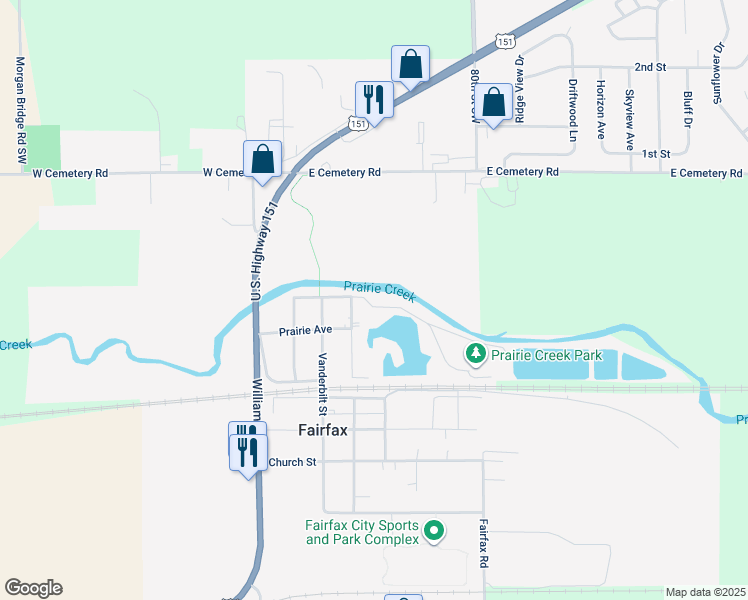 map of restaurants, bars, coffee shops, grocery stores, and more near 418 Front Street in Fairfax