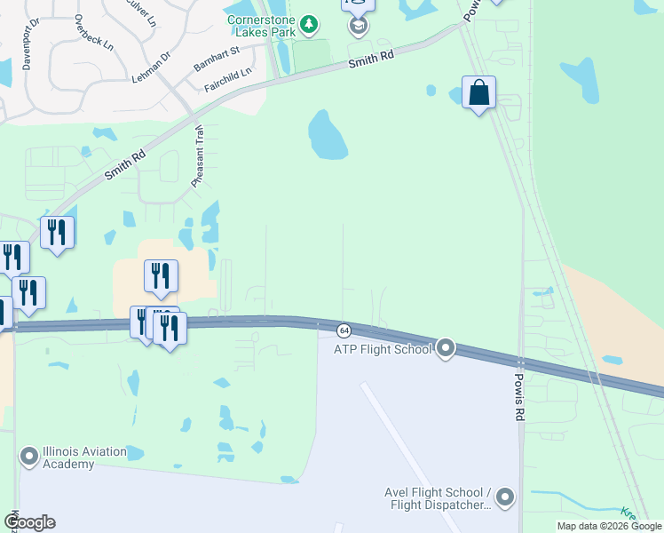 map of restaurants, bars, coffee shops, grocery stores, and more near 2357 Elm Road in West Chicago