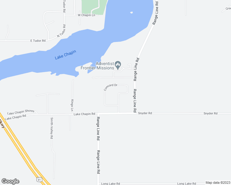 map of restaurants, bars, coffee shops, grocery stores, and more near 10798 Concord Drive in Berrien Springs