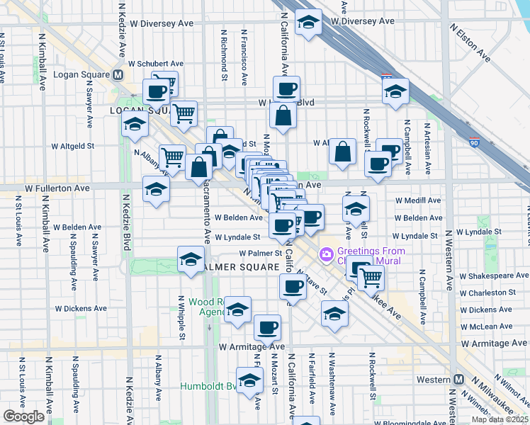 map of restaurants, bars, coffee shops, grocery stores, and more near in Chicago