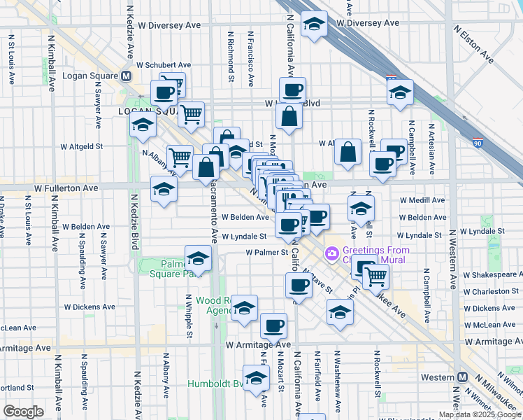 map of restaurants, bars, coffee shops, grocery stores, and more near in Chicago