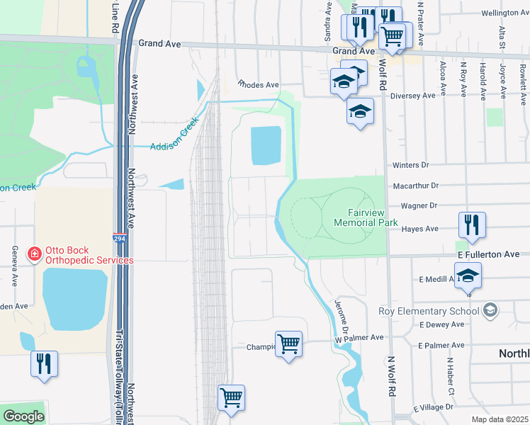 map of restaurants, bars, coffee shops, grocery stores, and more near 39 North King Arthur Court in Northlake
