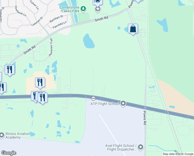 map of restaurants, bars, coffee shops, grocery stores, and more near 2357 Elm Road in West Chicago