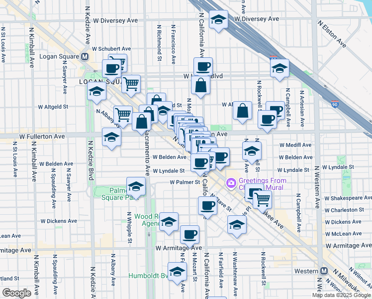 map of restaurants, bars, coffee shops, grocery stores, and more near in Chicago