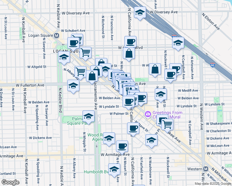 map of restaurants, bars, coffee shops, grocery stores, and more near in Chicago