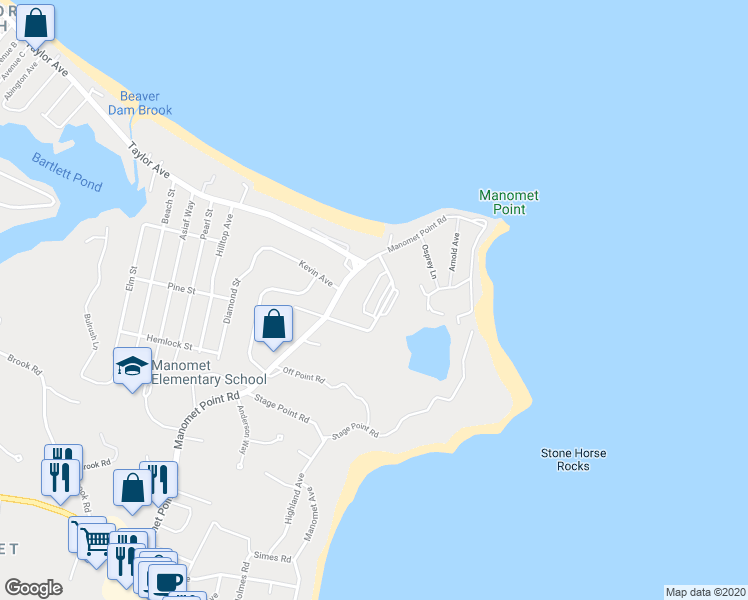 map of restaurants, bars, coffee shops, grocery stores, and more near 2-12 Highland Terrace in Plymouth