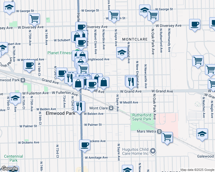 map of restaurants, bars, coffee shops, grocery stores, and more near in Chicago