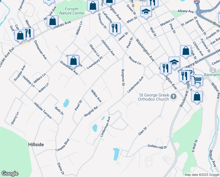 map of restaurants, bars, coffee shops, grocery stores, and more near 3 Valentine Court in Kingston