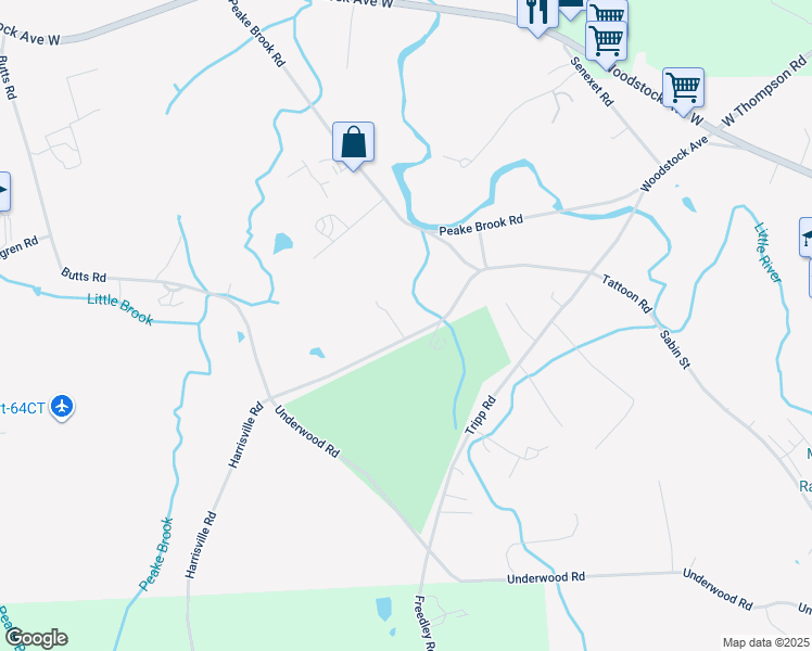 map of restaurants, bars, coffee shops, grocery stores, and more near 150 Harrisville Road in Woodstock