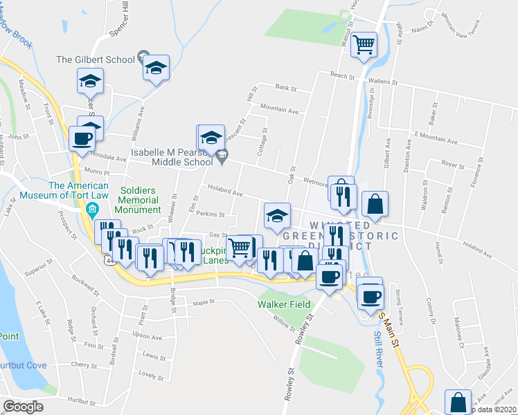 map of restaurants, bars, coffee shops, grocery stores, and more near 79 Chestnut Street in Winchester