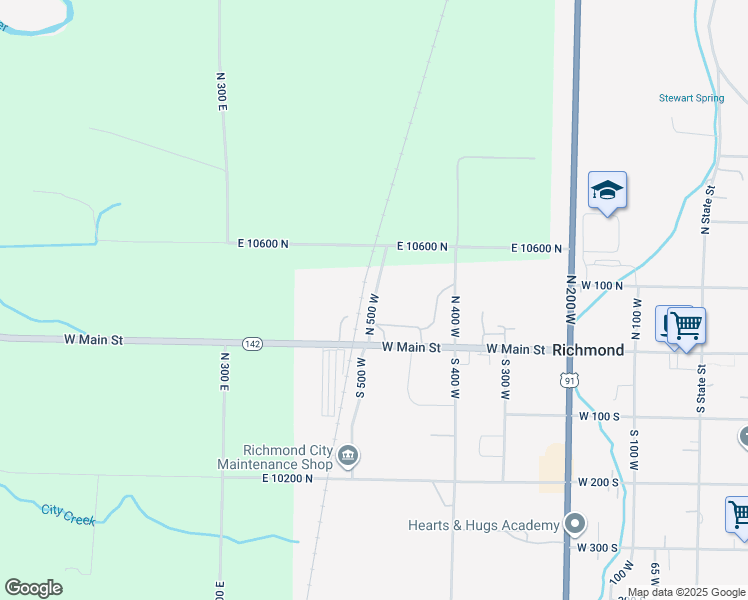 map of restaurants, bars, coffee shops, grocery stores, and more near North 500 West in Richmond