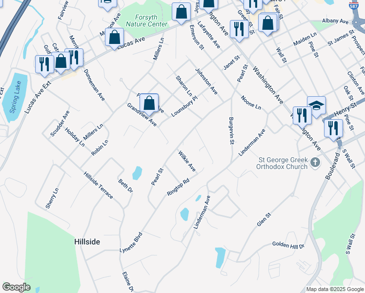map of restaurants, bars, coffee shops, grocery stores, and more near 320 Pearl Street in Kingston
