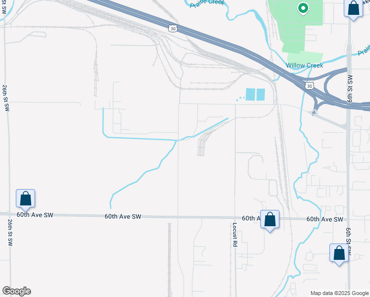 map of restaurants, bars, coffee shops, grocery stores, and more near 5555 Willow Creek Drive Southwest in Cedar Rapids
