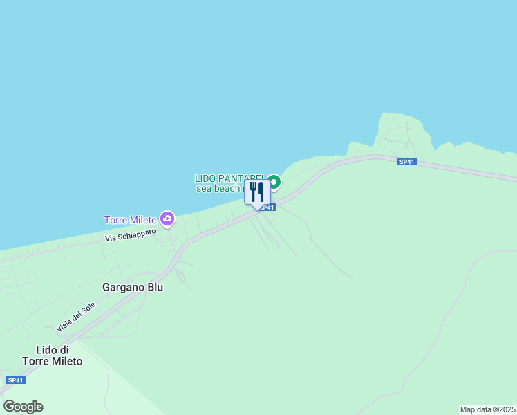 map of restaurants, bars, coffee shops, grocery stores, and more near SP41 in Gargano Blu