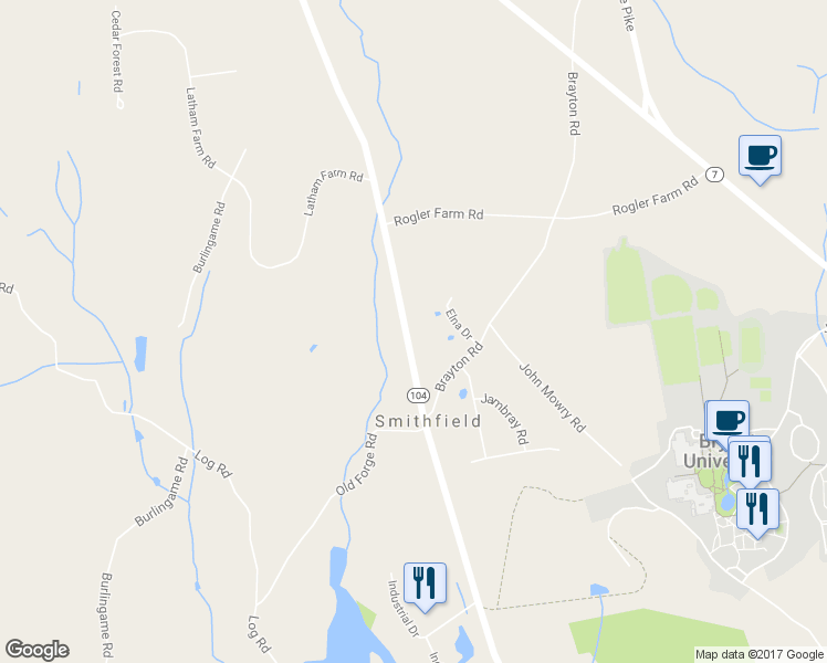 map of restaurants, bars, coffee shops, grocery stores, and more near 391 Farnum Pike in Smithfield