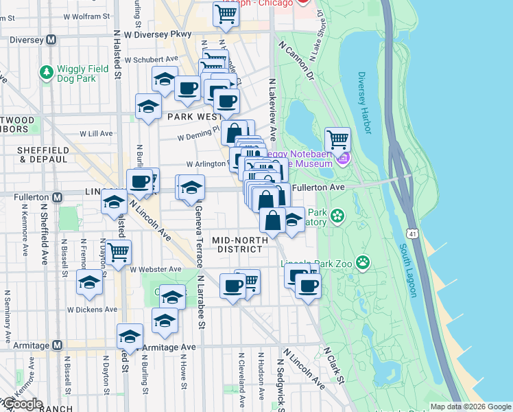 map of restaurants, bars, coffee shops, grocery stores, and more near in Chicago