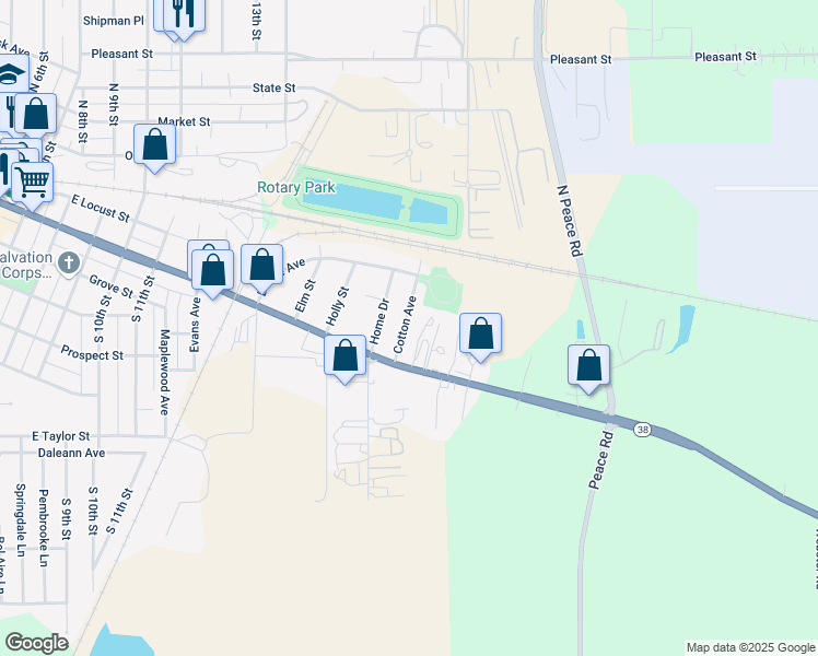 map of restaurants, bars, coffee shops, grocery stores, and more near 134 Cotton Avenue in DeKalb
