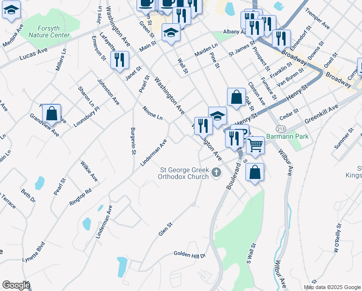 map of restaurants, bars, coffee shops, grocery stores, and more near 39 Josephine Avenue in Kingston