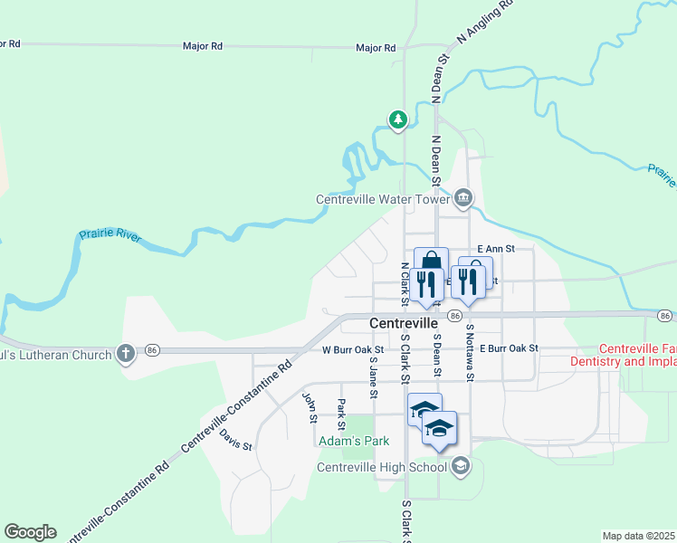 map of restaurants, bars, coffee shops, grocery stores, and more near 73 Thomas Court in Centreville