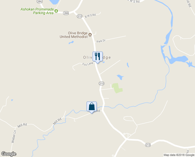 map of restaurants, bars, coffee shops, grocery stores, and more near 5097 New York 213 in Olivebridge