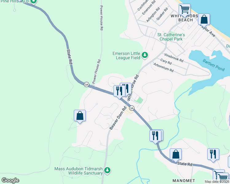 map of restaurants, bars, coffee shops, grocery stores, and more near 488 State Road in Plymouth