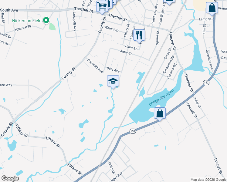 map of restaurants, bars, coffee shops, grocery stores, and more near in Attleboro