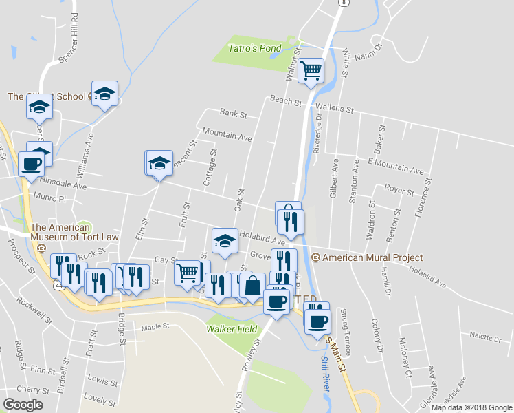 map of restaurants, bars, coffee shops, grocery stores, and more near 86 Walnut Street in Winchester