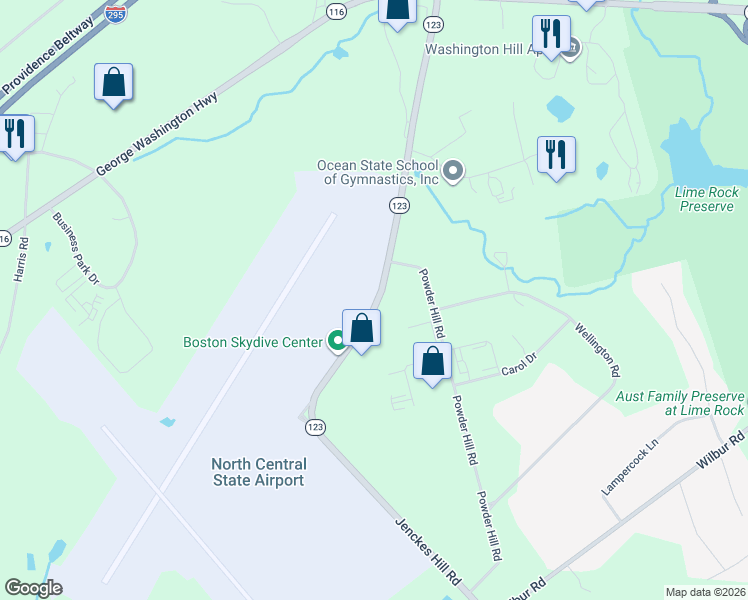 map of restaurants, bars, coffee shops, grocery stores, and more near 38 Albion Road in Lincoln