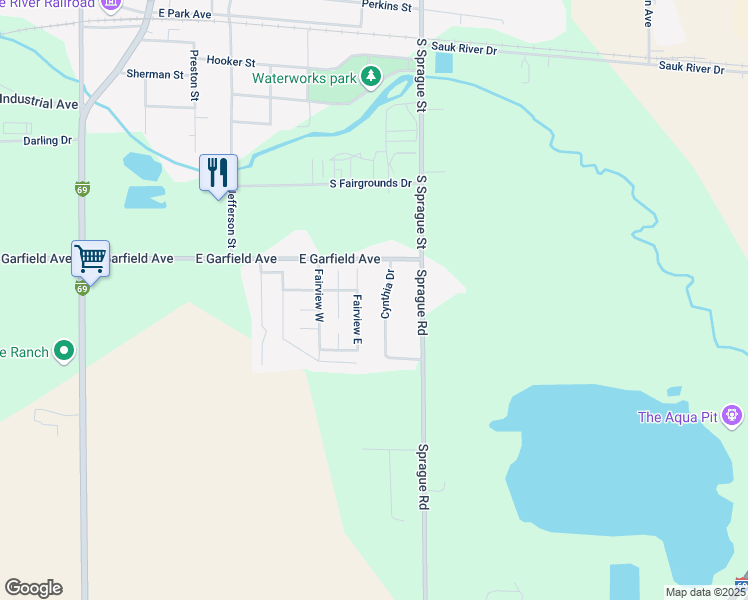 map of restaurants, bars, coffee shops, grocery stores, and more near 300 East Garfield Avenue in Coldwater