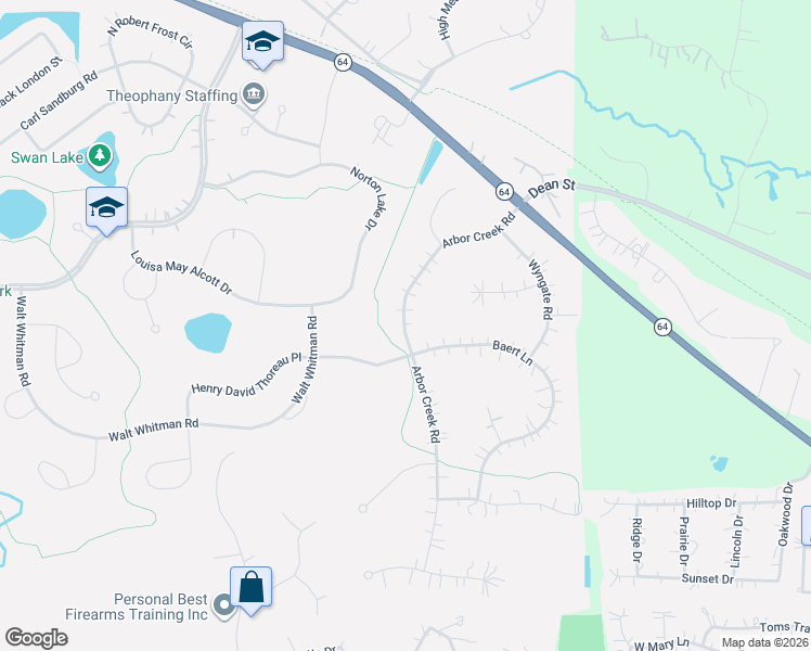 map of restaurants, bars, coffee shops, grocery stores, and more near 4N049 Arbor Creek Road in St. Charles