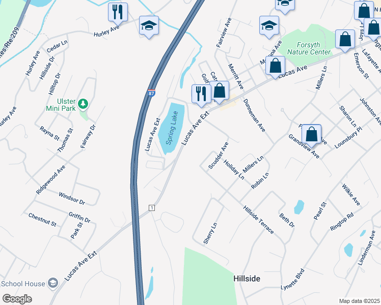 map of restaurants, bars, coffee shops, grocery stores, and more near 440 Lucas Avenue Extension in Kingston
