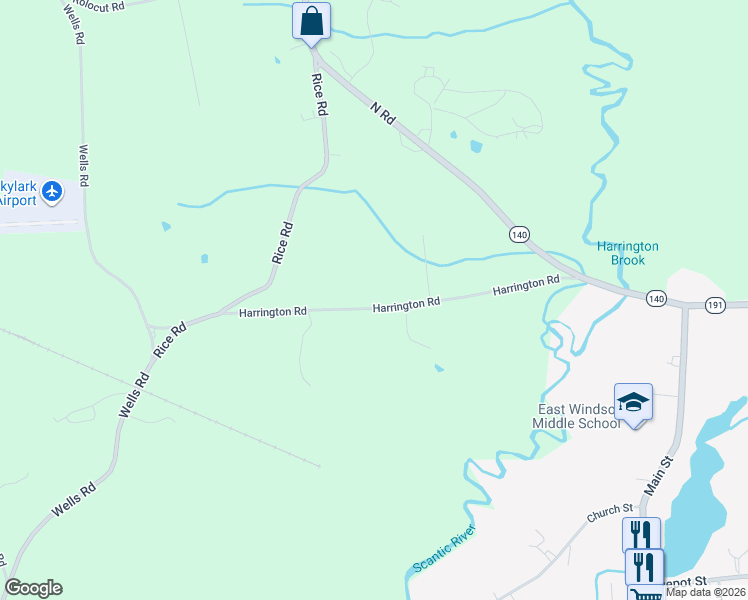 map of restaurants, bars, coffee shops, grocery stores, and more near 33 Harrington Road in East Windsor