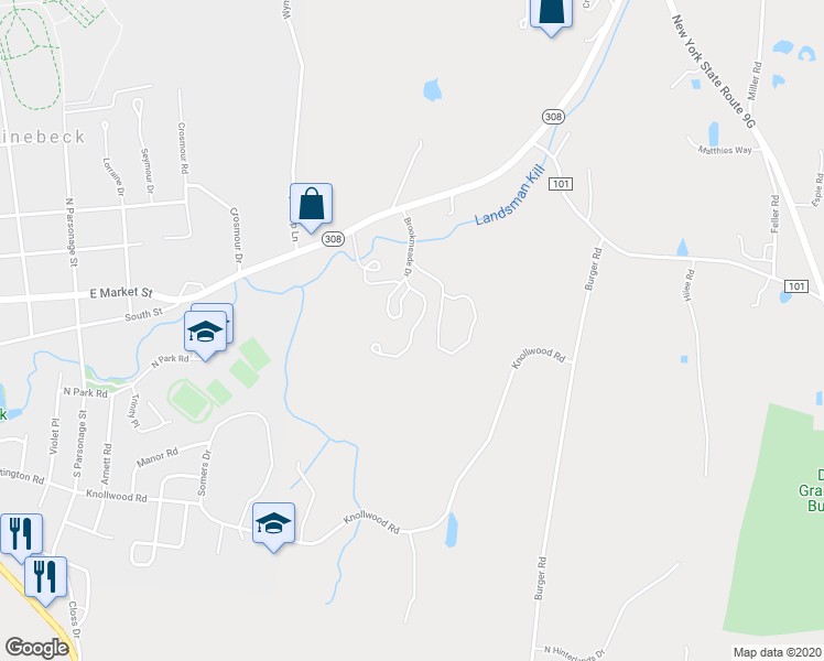 map of restaurants, bars, coffee shops, grocery stores, and more near 1 Dahlstrom Brothers Drive in Rhinebeck