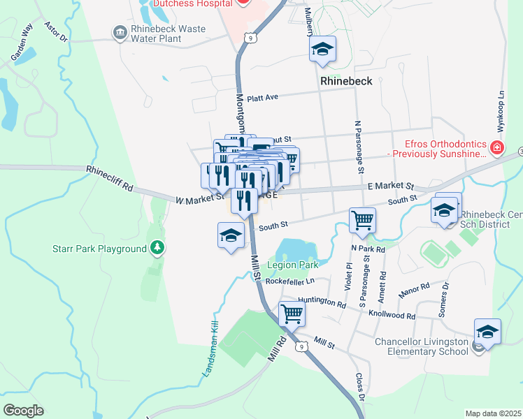 map of restaurants, bars, coffee shops, grocery stores, and more near in Dutchess County