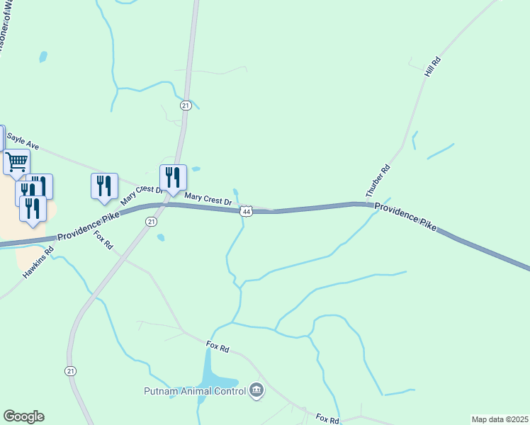 map of restaurants, bars, coffee shops, grocery stores, and more near 50-198 Mary Crest Drive in Putnam